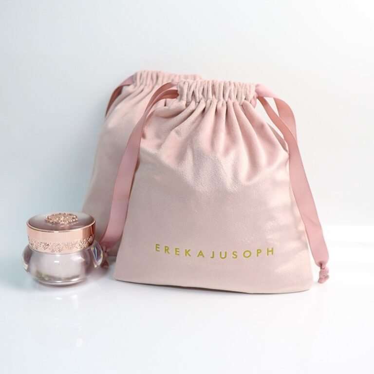 Luxury Soft Pink Velvet Pouch for Jewelry Customized Drawstring Velvet Bags Dust Gift Cosmetic Packaging Bag