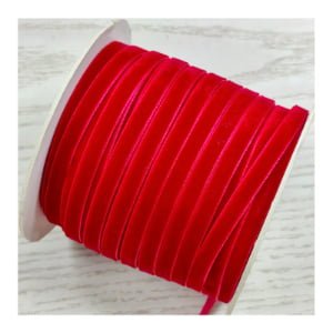 3mm Single Face Green Red Velvet Ribbon Roll for Christmas Ribbon Bow