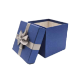 Custom Luxury Jazz Blue Embossing Paper Box with Ribbon Bowknot High-End Men’s Gifts Packaging for Present Hats Boxes with Lids