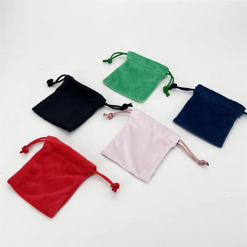 Luxury Soft Pink Velvet Pouch for Jewelry Customized Drawstring Velvet Bags Dust Gift Cosmetic Packaging Bag