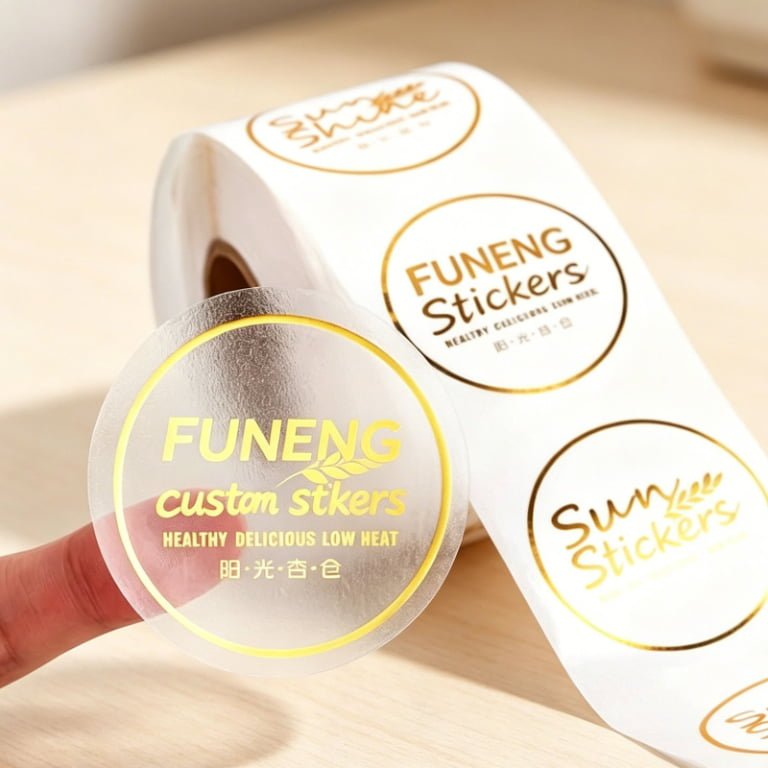 Custom Transparent Stickers, Waterproof PVC Labels, UV Resistant Die-Cut clear Stickers for Outdoor Logo Packaging Labels