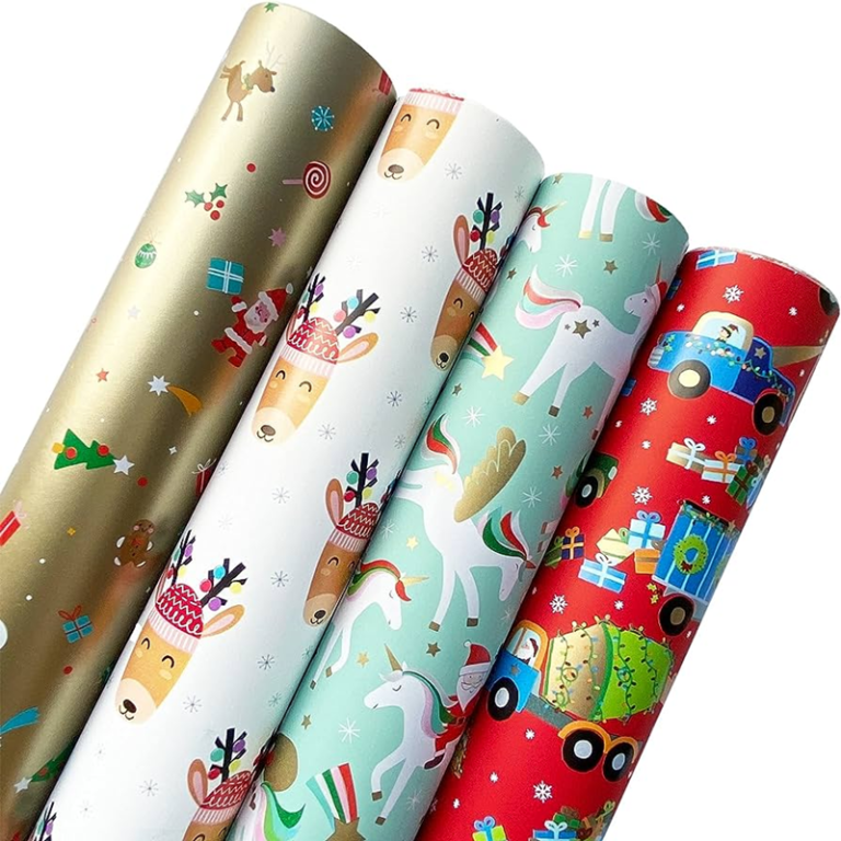 Custom Waterproof Recyclable High Density Gift Coated Wrapping Paper Roll for Christmas Packaging