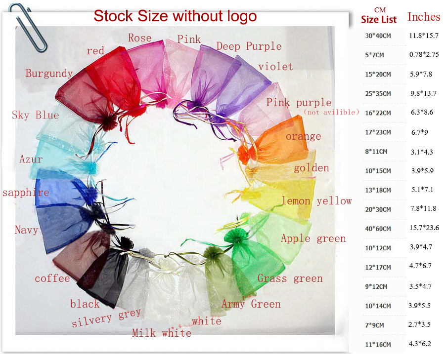 Small Custom Mesh Organza Drawstring Bags with Custom logo