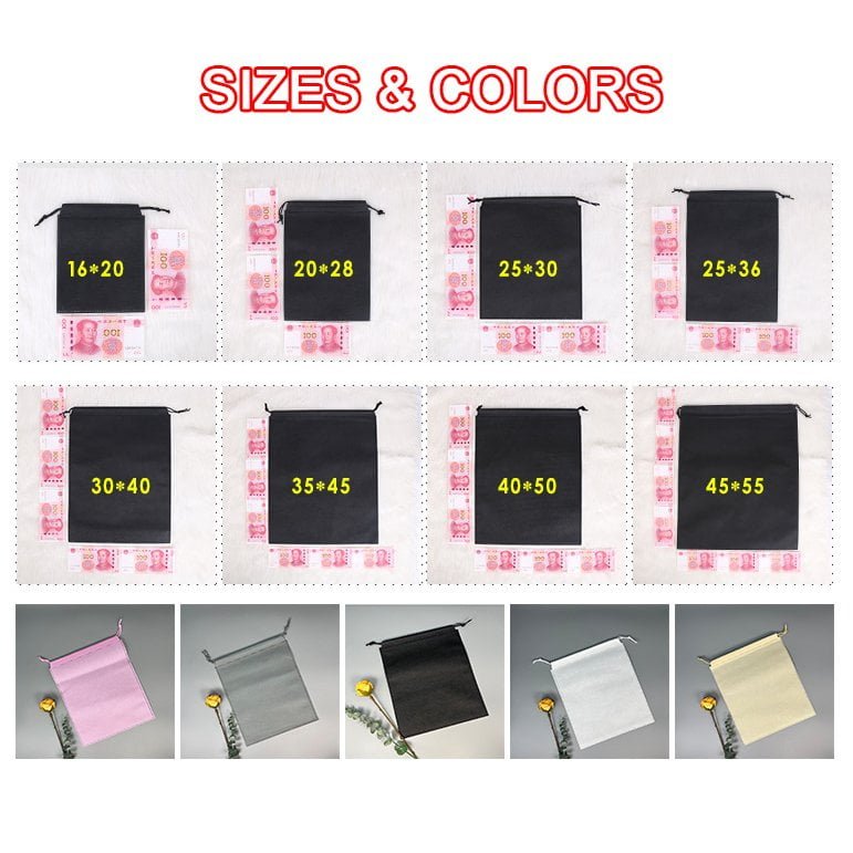 Custom Logo Eco-Friendly Non-Woven Drawstring Reusable Dust Bag Shoe Storage for Grocery Shopping