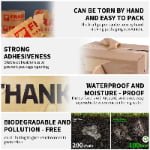 Custom Logo Printed Biodegradable Kraft Paper Tape Waterproof Pressure Sensitive Adhesive Kraft Packing Tape for Carton Sealing