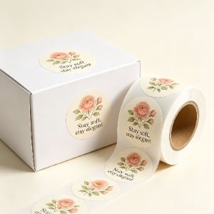 Custom Cream Textured Art Paper Roll Labels - Vintage Watercolor Gift Craft Sealing Stickers for Candle Packaging