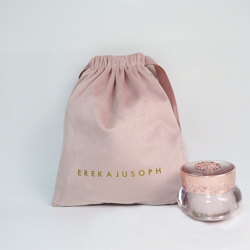 Luxury Soft Pink Velvet Pouch for Jewelry Customized Drawstring Velvet Bags Dust Gift Cosmetic Packaging Bag