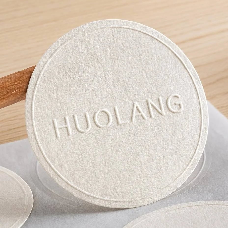 Custom 3D Embossed Adhesive Stickers Business Own Design Texture Paper Logo Embossed Printing Packaging Labels for Candles
