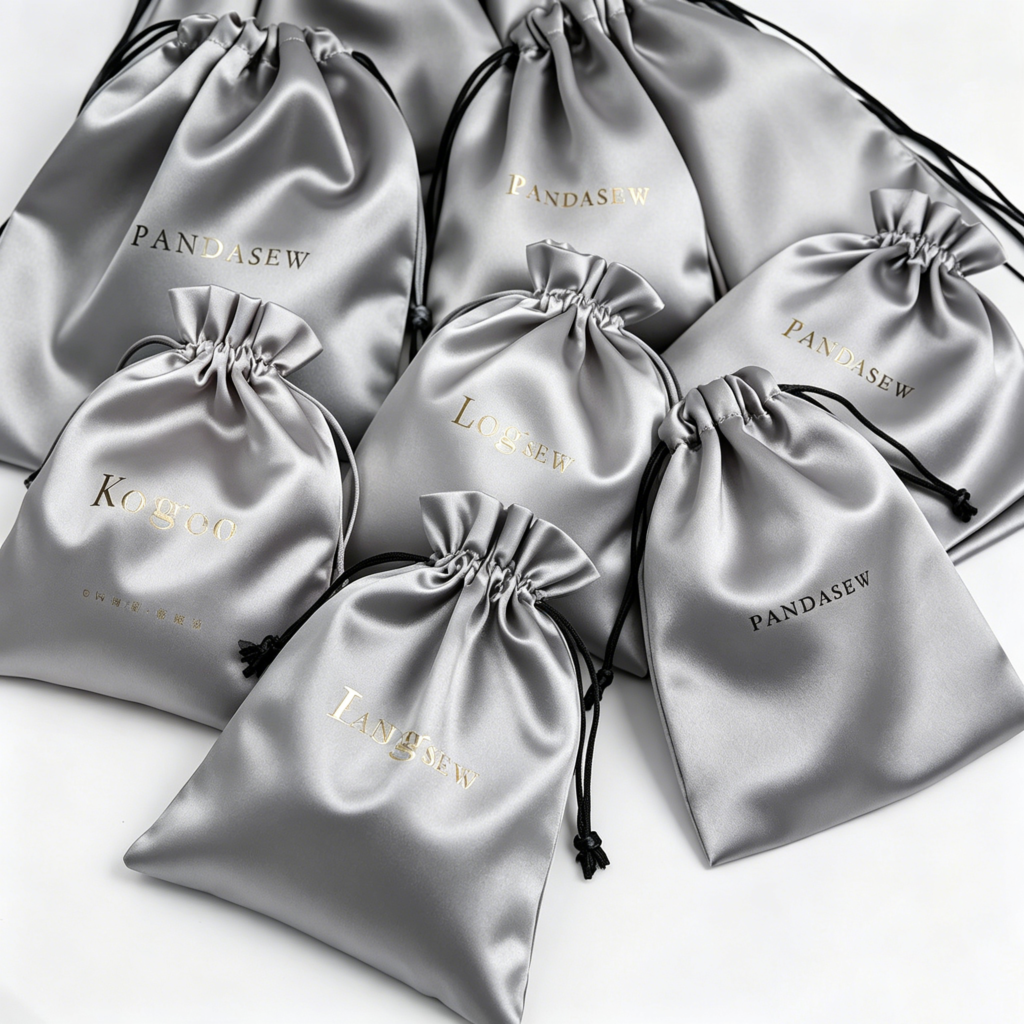 Custom Logo Satin Dustproof Bag, Satin Drawstring Storage Bag, Personalized Dust Pouch for Jewelry Wigs Shoes Cosmetics