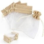 Small Drawstring Pouch for Organza Hemp for Candy Toys Holiday Party Decor Sewing Organza Storage Promotional Plastic Bag