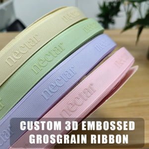 Wholesale 3D Embossed Print Brand LOGO 7/8inch Grosgrain Ribbon Roll 100yards 19mm Custom Ribbon With Logo From 9mm to 100mm