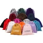 Custom Logo Velvet Jewelry Bag Drawstring Pouch for Christmas Gift Jewelry Packaging Bags