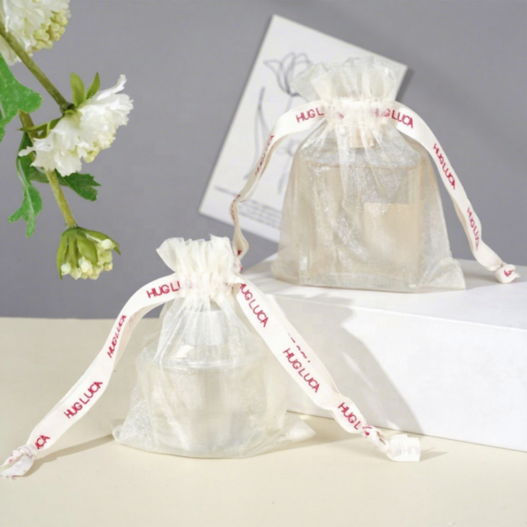 Wholesale Organza Gift Grocery Drawstring Pouch Custom Logo Jewelry Packaging Organza Bag for Perfume
