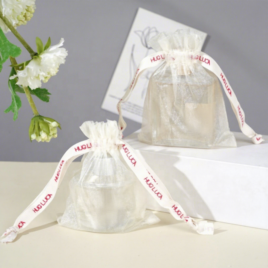Wholesale Organza Gift Grocery Drawstring Pouch Custom Logo Jewelry Packaging Organza Bag for Perfume
