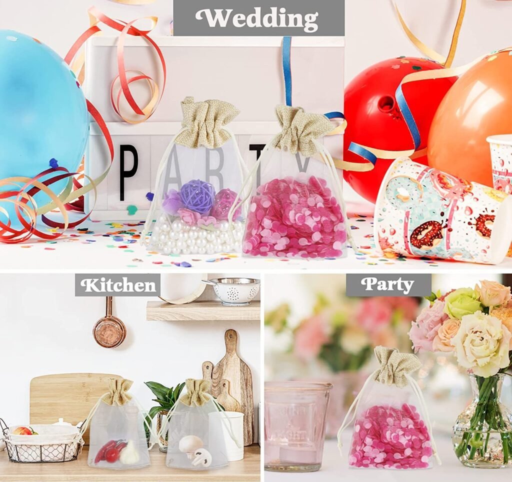 Small Drawstring Pouch for Organza Hemp for Candy Toys Holiday Party Decor Sewing Organza Storage Promotional Plastic Bag