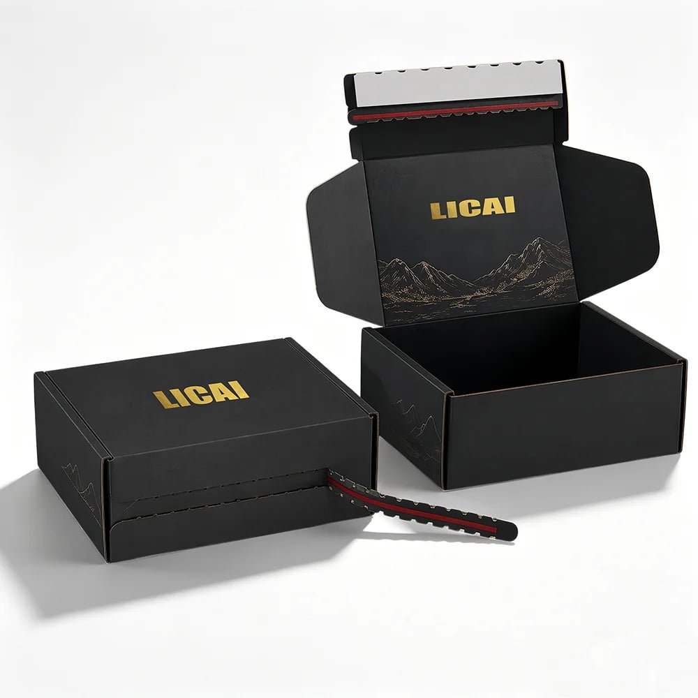 Custom Logo Printed Ecommerce Zipper Brown Kraft Corrugated Cardboard Self Adhesive Black Shipping Mailer Boxes Packaging